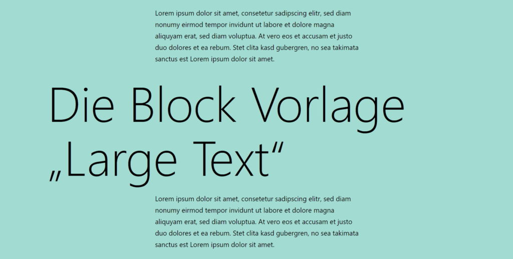 Die Block Vorlage "Large Text" im WordPress Theme Twenty Twenty-One