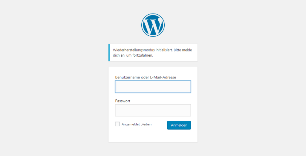 WordPress 5.2 WSOD Schutz - Login im Wiederherstellungsmodus